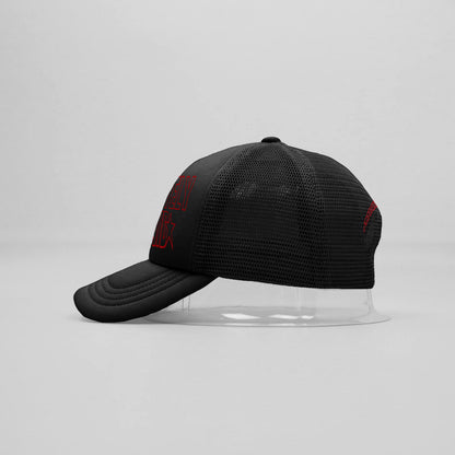 "PRIVATELY PAID” BLACK/RED TRUCKER CAP 2.0